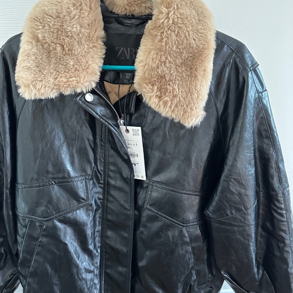 ZARA FAUX FUR COLLAR JACKET - NEW - Picture 4 of 14